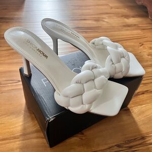 Fashion Nova White Braided Heels